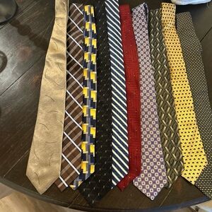 Men's Tie Set - Gold, Brown, Blue, Red, Purple, Black set of 10 Multiple makers